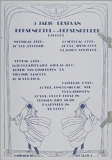 Poster for the celebration of 5 years bookshop Heksenkelder & cafe Heksenketel