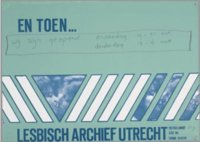 En toen... (And then...) Newsletter Utrecht Lesbian Archive, poster 1982